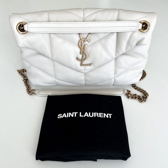 Authentic YSL Saint Laurent Small Leather Puffer Shoulder Bag in Crema Soft - Picture 3 of 16